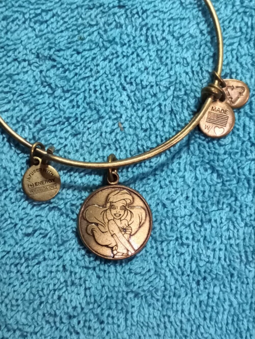 Alex and Ani Bronze Ariel Charm Bangle Bracelet with Antique Finish